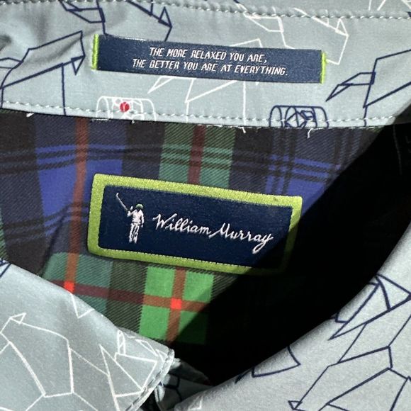 William Murray Scotch Blend Button Down Shirt Carolina Blue Scottie Size L NWT - Picture 2 of 15